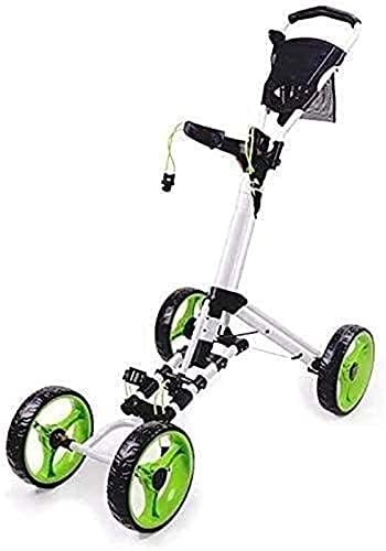 Golf Push Cart Golf Golf Push Carts 4 Wheels Golf, Foldable Golf Push/Pull Cart with Foot Brake, Lightweight Golf Carts, One Second to Open and Close Folding Cart Fitness Equipment