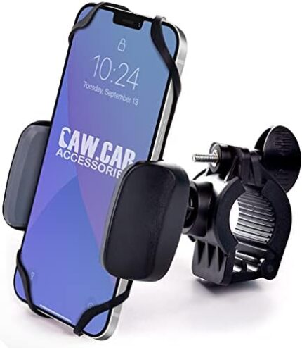 Metal Bike & Motorcycle Phone Mount - for Any Smartphone (iPhone 12 Pro, Xr, SE, Max, S21). Unbreakable Handlebar Cell Phone Holder for Bike & Bicycle