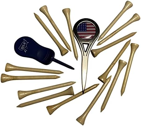 41G2aEIwLMS._AC_.jpg Divot Repair Tool, Magnetic Ball Marker - With Additional Plastic Divot Repair Tool Free and 14 Bamboo Wood Tees, Great Accessories to Have in your Golf Bag. Main Divot Tool is Made of Zinc Alloy - Image 1