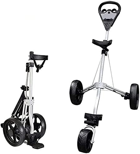 41GIprAV1SS._AC_.jpg TUHFG Golf Push Cart 3 Wheel Golf Push Trolley, Folding Golf Pull Trolley, for Golf Bag Outdoor Golf Sport Training Match Airport Luggage Check Carrier Cart Golf Caddy (Color : Black) - Image 1
