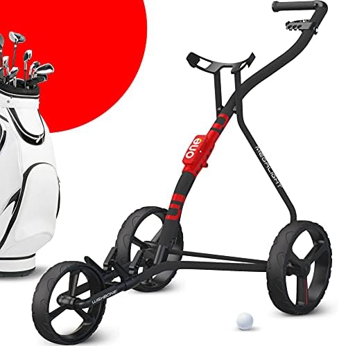 41GXxFnJudS._AC_.jpg Golf Push Carts, 1 Step Folding 9lbs Lightweight, High-Tech Minimalistic Design (Red) - Image 1