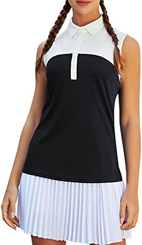 JACK SMITH Women's Sleeveless Polo Shirts Quick Dry Golf Tennis Shirt Color Block Athletic Tops