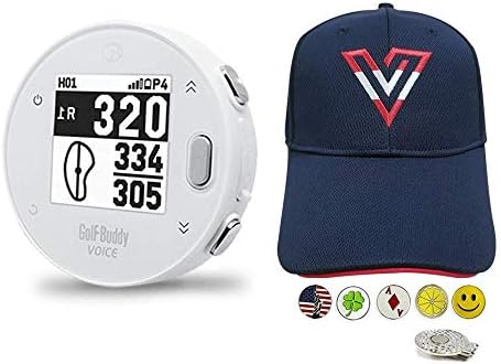 41HaqwLBy0L._AC_.jpg GolfBuddy Voice X Golf GPS/Rangefinder Bundle with 1 Volvik V-Logo Golf Hat Navy Color (Adjustable), 5 Ball Markers and 1 Hat Clip - Bluetooth Wireless Talking GPS - Image 1