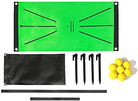 41IuwMrtjPS._AC_.jpg Golf Training Mat - 15 Pcs - 24" X 17" Indoor/Outdoor Mini Golf Practice Training Turf Mat w/ 4 Nails - Golf Training Aids & Golf Games for Home - Image 1