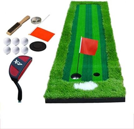 YGO Golf Putting Green Indoor Putting Mat Training Equipment 10ft Length - 2 Holes - Portable Mat with Balls and Putter (Size : 300cm/10ft-with Putter)