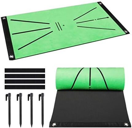VXTRRI 2 Pcs Golf Training Mats, Mini Portable Golf Mat Training Aid Rug for Swing Detection Batting, Game and Gift for Home Office Indoor and Outdoor, Convenient to Practice Golf (12"X24")