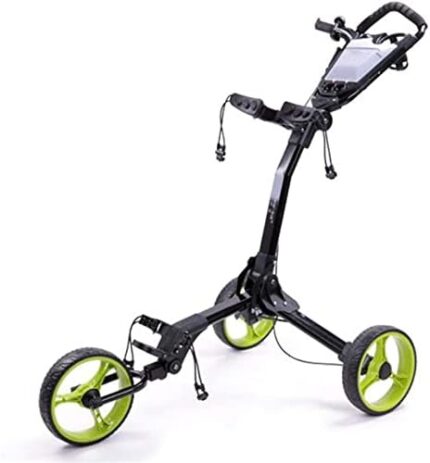 TUHFG Golf Push Cart 3 Wheel Golf Trolley Hand Push Cart with Cup Holder, Foot Brake, Comfortable Handle One-Click Disassembly