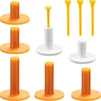 Skylety Rubber Golf Tees Holder Set Include Mixed Size Golf Rubber Tees Holders and Plastic Golf Tees for Driving Range Golf Practice Mat (11)