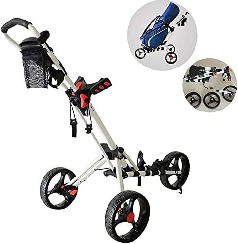41LNf3nd5gS._AC_.jpg TUHFG Golf Push Cart Foldable 3 Wheel Push Cart Golf Trolley with Lockable Front Wheel Lightweight Pull Carts One Second to Open and Close - Image 1