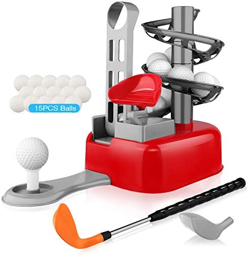 41LRY6sM86L._AC_.jpg Blasland Kids Golf Toys Set - Outdoor Lawn Sport Toy, Training Golf Balls & Clubs Equipment, Indoor Exercise, Outside Yard Active Gifts Toys for 3 4 5 6 7 8 Year Olds Toddlers Boys Girls - Image 1