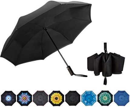 NOORNY Inverted Umbrella Double Layer Automatic Folding Reserve Umbrella Windproof UV Protection for Rain Car Travel Outdoor Men Women