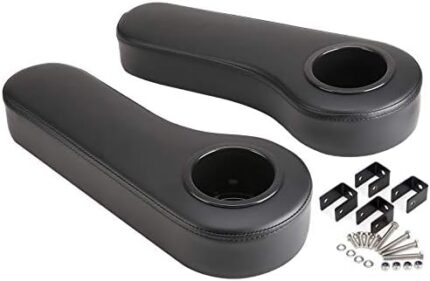 10L0L Golf Cart Rear Seat Armrests with Cup Holder for Club Car EZGO Yamaha, with Non-Drilling Brackets