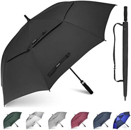 Gonex 54/62/68 Inch Extra Large Golf Umbrella, Automatic Open Travel Rain Umbrella with Windproof Water Resistant Double Canopy, Oversize Vented Umbrellas for 2-3 Men and UV Protection, Multiple Colors