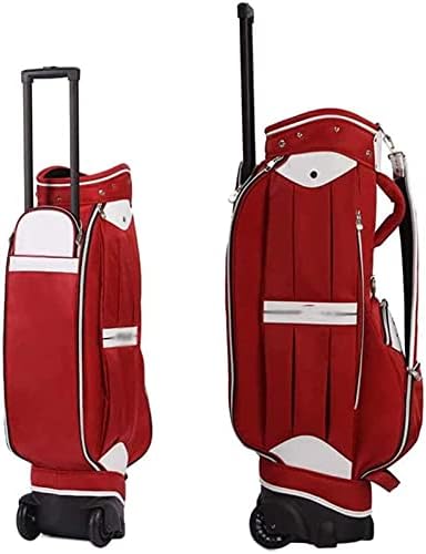 TUHFG Golf Push Cart Golf Bag,Waterproof Ultralight Ladies Carry Bag, Red Stand Cart Bag with Wheels