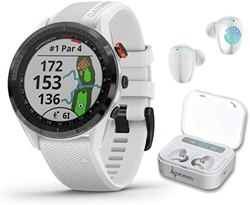 41NfeS9m4iL._AC_.jpg Garmin Approach S62 Premium GPS White Golf Watch with Wearable4U White Earbuds with Charging Power Bank Case Bundle - Image 1