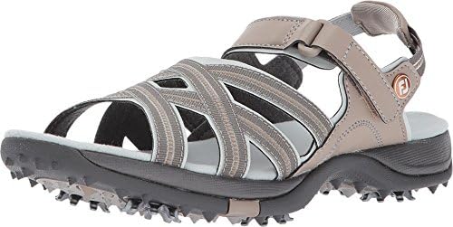 41OWnbXquFL._AC_.jpg FootJoy Women's Sandals Golf Shoes Beige 9 M, tan/light Grey, US - Image 1