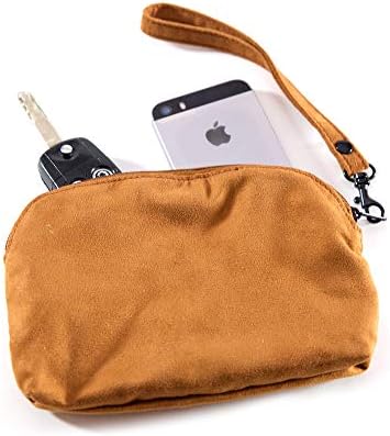 GV Image Collection Zippered Valuables and Golf Pouch w/Loop-Toast Faux Suede-Inside Zip Pouch-7" x 5"