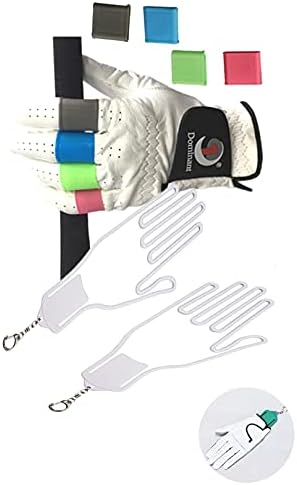 2Pcs Golf Gloves Stretcher Holder Dryer Hanger Keeper Shaper Tool Accessories Durable Outdoor Sport Gloves Support Frame Guardian Hook to Bag + 4 Pcs Golf Finger Sleeves Cots Silicone Braces