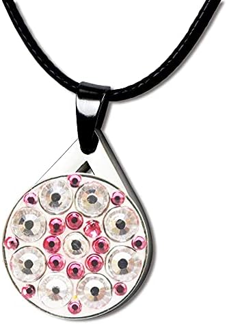 Myartte Crystal Golf Balll Markers with Golf Necklace for Lady Golfer