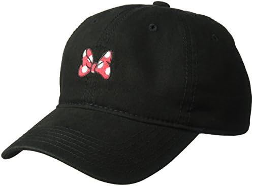 41R0Mw38IQL._AC_.jpg Concept One Women's Disney's Minnie Mouse Embroidered Bow Cotton Adjustable Baseball Hat with Curved Brim - Image 1