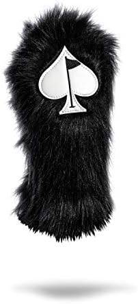 Pins & Aces Black Fuzzy Golf Head Cover - Premium, Hand-Made Faux Hair Headcover - Funny, Tour Quality Golf Club Cover - Style and Customize Your Golf Bag