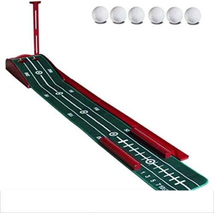YGO Golf Putting Green Mat Hitting Mats Training Equipment 10ft Length - 2 Holes - Portable Mat with Auto Ball Return and Ruler for Indoor/Outdoor (Size : 300cm/10ft)