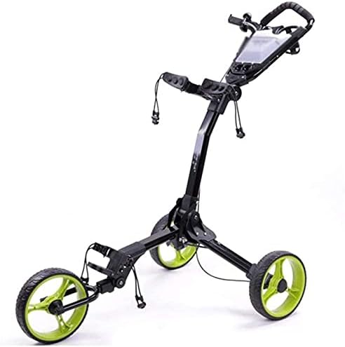 41SoO5LZlGS._AC_.jpg Golf Push Cart Golf Trolley with Scorecard, Collapsible Aluminum Frame Golf Push Cart, One Second to Open and Close for Junior Golfers Golf Caddy (Color : Green) - Image 1