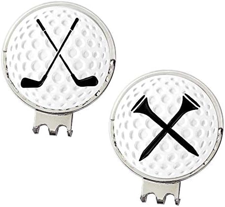 41TyCdXX0L._AC_.jpg Myartte Golf Hat Clip, Assorted Pattern Golf Ball Markers 24.4MM,Nice Golf Gift for Women Men,Pack of 2 - Image 1