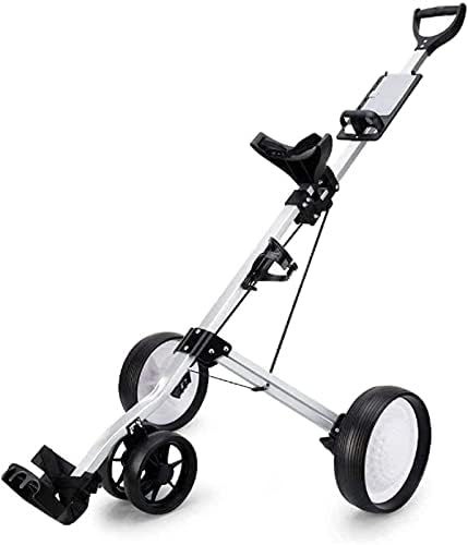 TUHFG Golf Push Cart Golf Trolley 4-Wheel, Golf Push Cart with Kettle Stand Scoreboard Golf Cart Light Trolley, Easy Carry and Fold Golf Pull Trolley (Color : Black)
