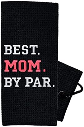 Golf Towel Store - Fun Golf Accessories for Womens Golf, Embroidered Golf Towels for Golf Bags with Clip - 100% Cotton or Waffle Microfiber Options - Best Mom by Par or Best Momma by Par