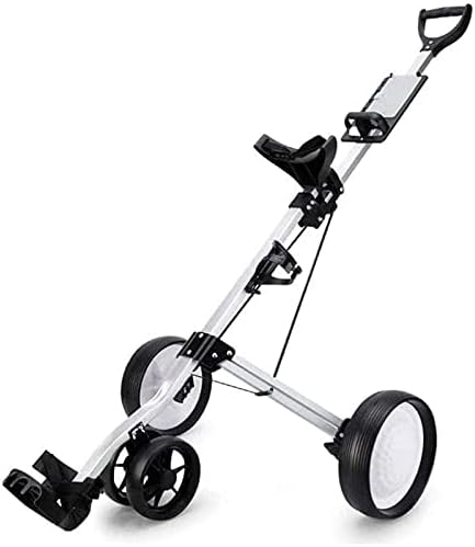 41VX9N6PqnS._AC_.jpg Golf Push Cart 4 Wheel Golf Cart Push Pull, Folding Golf Pull with Drink Holder, Compact Pull Caddy Cart, Easy to Open (Color : Silver) - Image 1