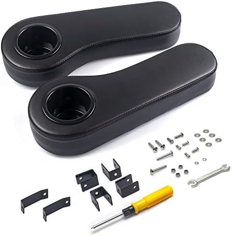 41VjSKFyZOL._AC_.jpg NOKINS Golf Cart Rear Seat Kit Arm Rests Set with Cup Holder,Increase Support Frame,Prevent Tilting,No Drilling,for Club Car EzGo Yamaha - Image 1
