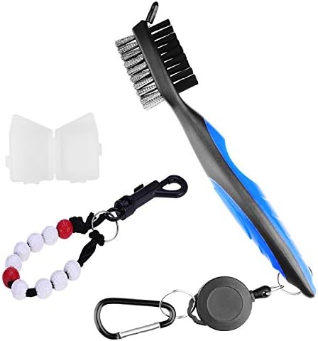 41VwTMEMkuL._AC_.jpg VISATOR Golf Club Brush Groove Cleaner with 2FT Retractable Zip-line Aluminum Carabiner Cleaning Tools,Golf Beads Count Stroke Score Counter, Simple and Effective Scoring Tool,Cleaner for Club & Shoes - Image 1