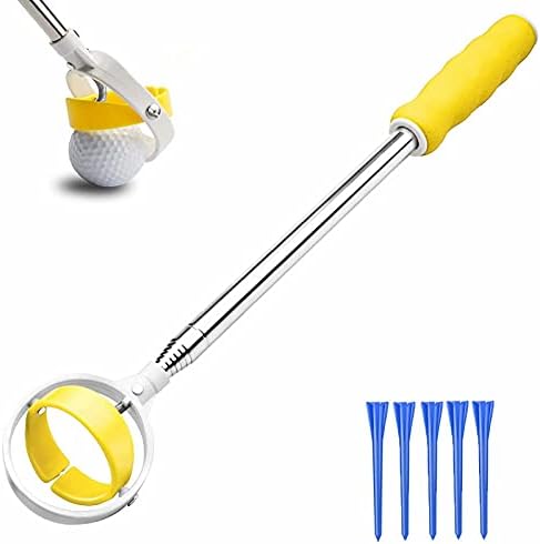 41Wz0EXP5eS._AC_.jpg Golf Ball Retrievers Stainless Golf Ball Retriever Telescopic Portable Anti-rust Golf Ball Pick-Up Retriever Tool with 5 Golf Ball Tees Golf Accessories Golf Gifts for Men(Telescopic Length 9Ft) - Image 1