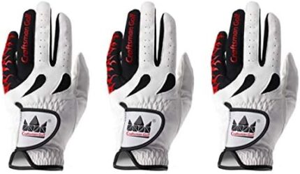 Craftsman Golf 3-Pack Gloves Mesh Golf Gloves for Men ，Flame Style, Worn on Left Hand