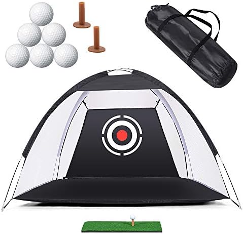41YHghZbX3L._AC_.jpg Ikkle Golf Practice Net Golf Hitting Nets, Golf Training Net with Target Bundles for Backyard Swing Hitting Chipping,Grass Mat,Golf Tees,6 Golf Balls and Carry Case Indoor Outdoor Use,6.5X4.6X3.3FT - Image 1
