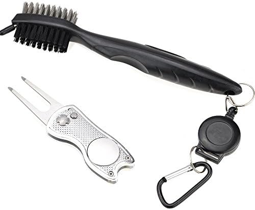 41YNQFk8MML._AC_.jpg Mile High Life All Metal Foldable Golf Divot Tool with Magnetic Ball Marker & Club Groove Cleaner with Brush and Retractable Extension Cord Combo Set (2 Pack Multi-Colors) - Image 1