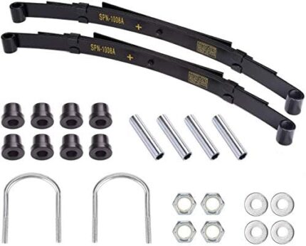 10L0L Golf Cart Heavy Duty 4 Leafs Rear Spring Kit for Club Car DS 1981-up Gas & Electric, with Bushings, Spacers & U Bolts
