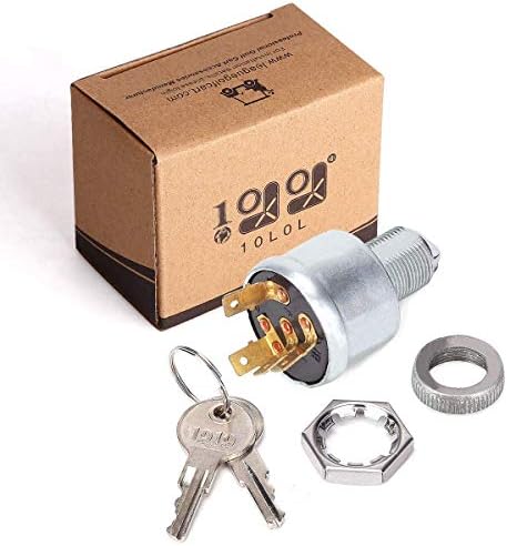 41Z1gwO1VhL._AC_.jpg 10L0L Golf Cart EZGO Ignition Switch with 2 Keys, Four Spade Terminal Key Switch for Use on Lights or Accessories. for E-Z-GO G&E All Years - Image 1