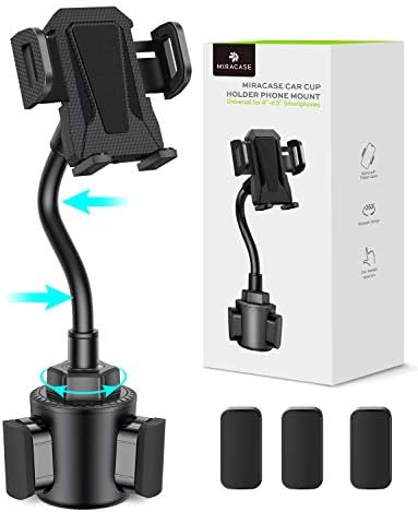 Car Cup Holder Phone Mount Upgraded Miracase Adjustable Universal Cup Holder Cradle Car Mount for Cell Phone Compatible with iPhone Xs XS Max XR X 8 8plus 7 7 Plus Samsung Galaxy S9 S8 S7（Black）
