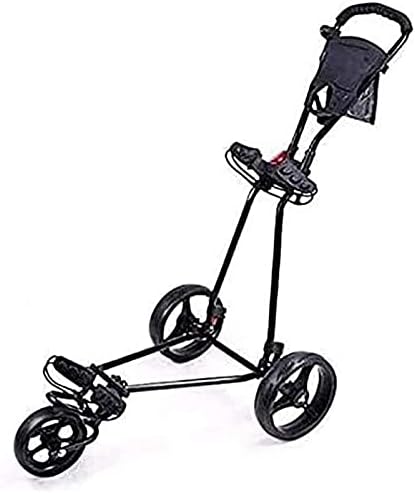 Golf Push Cart Golf Trolley Golf Push Carts Golf Cart, Three Wheel Cart with Swivel Folding Pull Golf Cart, with Scoreboard, Foot Brake,Quick Opening and Closing of The Golf Cart