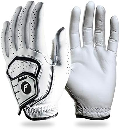 Franklin Sports Golf Glove - Pro Golf Gloves - Premium Leather Golfing Glove - Maximum Grip - White - Men's Golf Glove