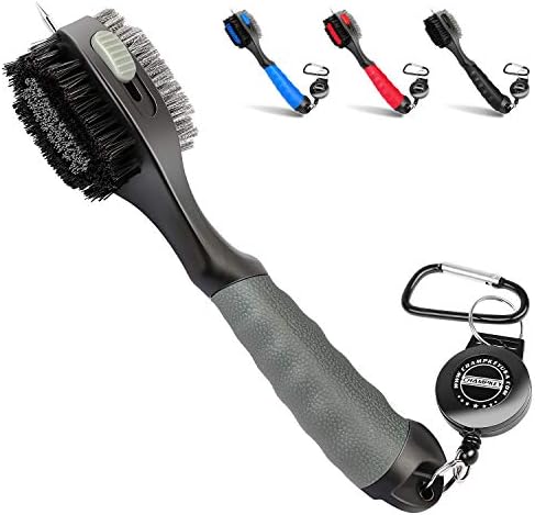 41ZiROi030L._AC_.jpg Champkey PRO Retractable Golf Club Brush - Oversized Brush Head,Soft Rubber Hand Grip & Retractable Groove Cleaner Golf Brush - Image 1