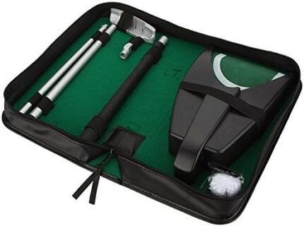 Crestgolf Indoor Golf Practice Set Golf Ball Automatic Kick Back Return Putting Cup Device Golf Training Aids with PU Carrying Bag