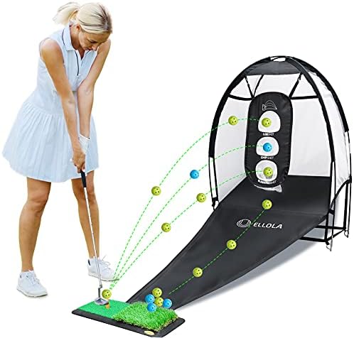 41atPHuDoxS._AC_.jpg ELLOLLA Golf Practice Hitting Net with Turf Mat Golf Balls Target Chipping Holes, Ball Swing Training, Cutting Golf Practice Great Gifts for Dad Mom Husband Women Kid Golfers Indoors Outdoors - Image 1
