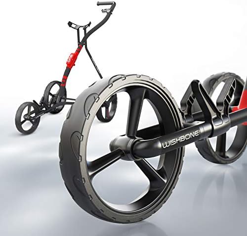 41bSTldDQUL._AC_.jpg Golf Trolley, Push-Pull Golf Cart | Wishbone One Megalite, 3 Wheel, Red - Image 1