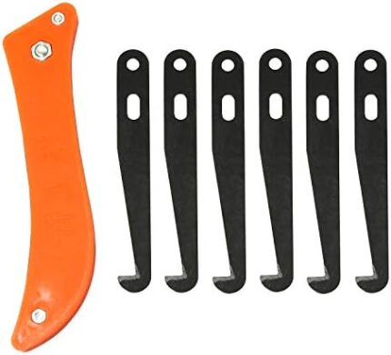 RLECS Utility Hooked Knife Steel Blade Golf Club Grip Hook Blade Knife Golf Accessories (6 x Blades + 1 x Knife Handle)