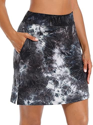 BLEVONH Women Knee Length Tennis Skirts Soft Casual Golf Skorts Inner Shorts