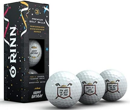 Happy Birthday Novelty Golf Ball 3 Pack - Golf Gifts for Men & Women - Party Decorations - Boss & Coworkers - Mom & Dad - Universal for All Birthdays - 40th - 50th - 60th - 70th - Includes HQ Sleeve