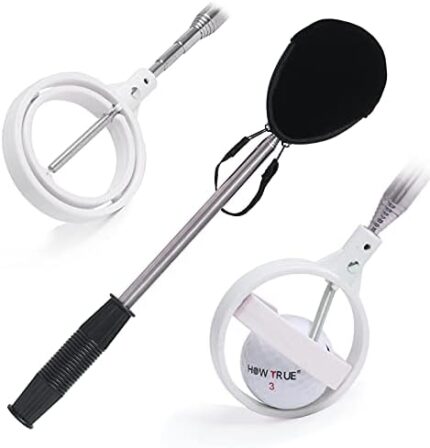 HOW TRUE Telescopic Golf Ball Retriever for Water, Stainless Extendable Golf Ball Retriever with Dual Zip Headcover